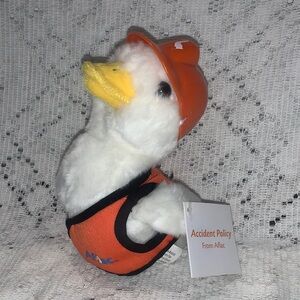 AFLAC dusk Talking White Duck Plush Construction Worker Hard Hat Vest 6" Working